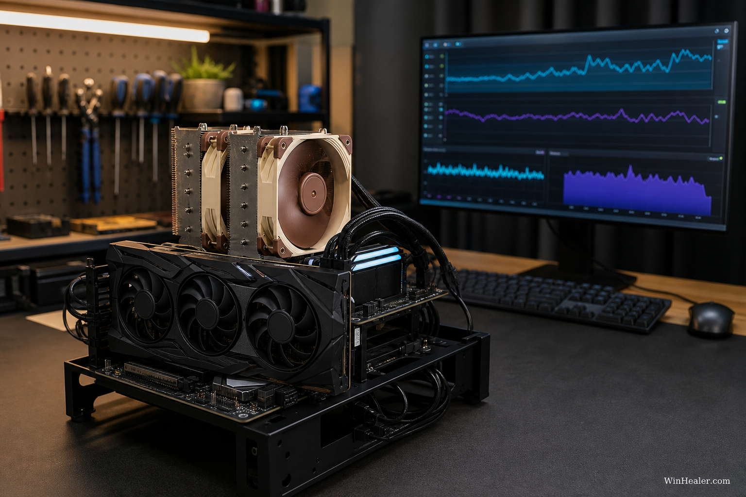 AM5 gaming PC test bench during CPU performance testing