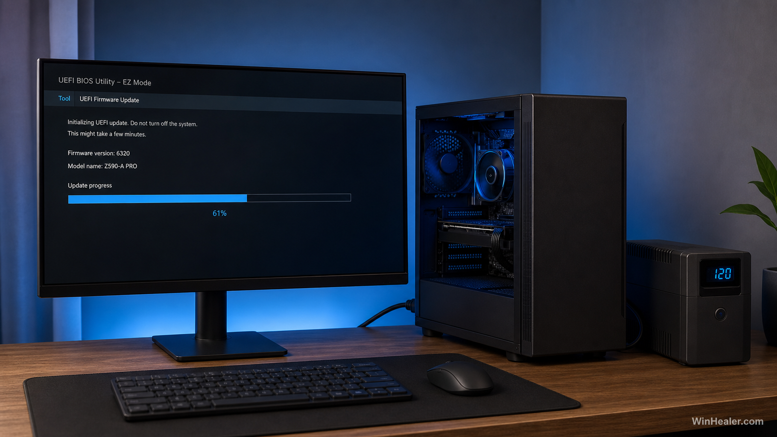 Motherboard firmware update running while the PC uses stable power