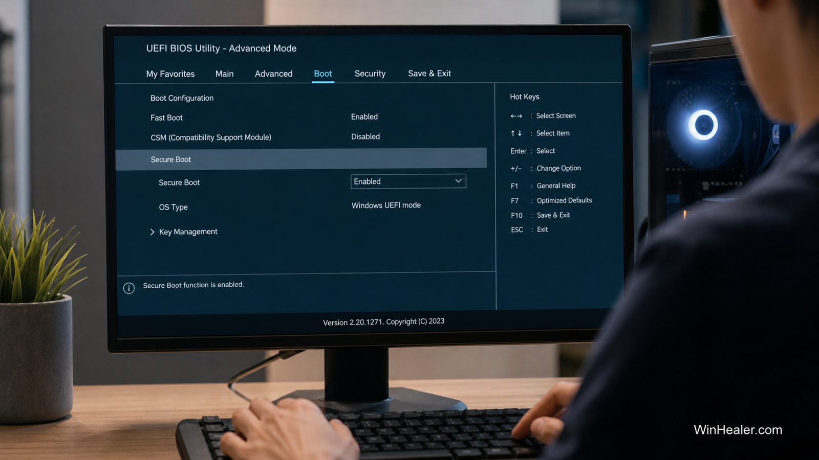 PC UEFI firmware security settings for Secure Boot