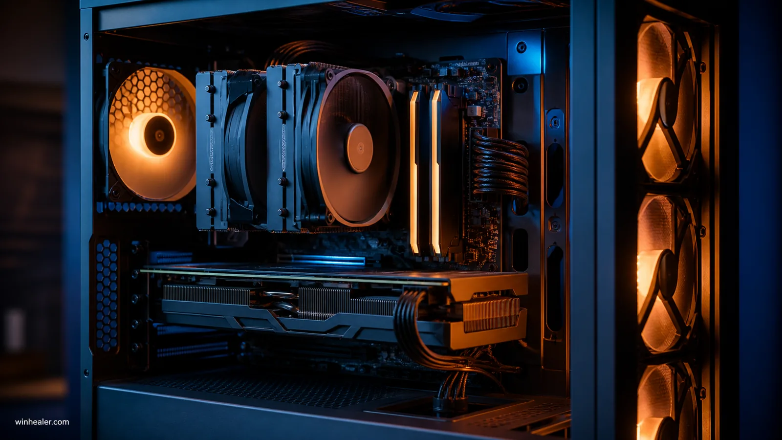 AM5 gaming PC with DDR5 memory and a large processor cooler