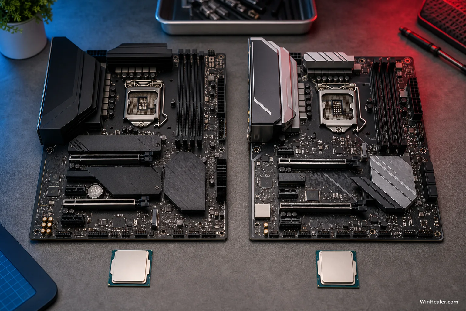 AMD and Intel desktop processors side by side