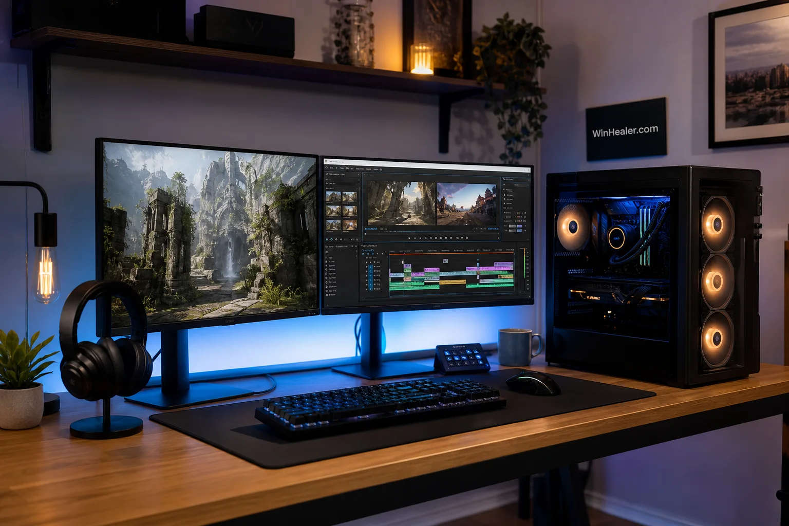 Gaming and productivity PC workstation for CPU comparison