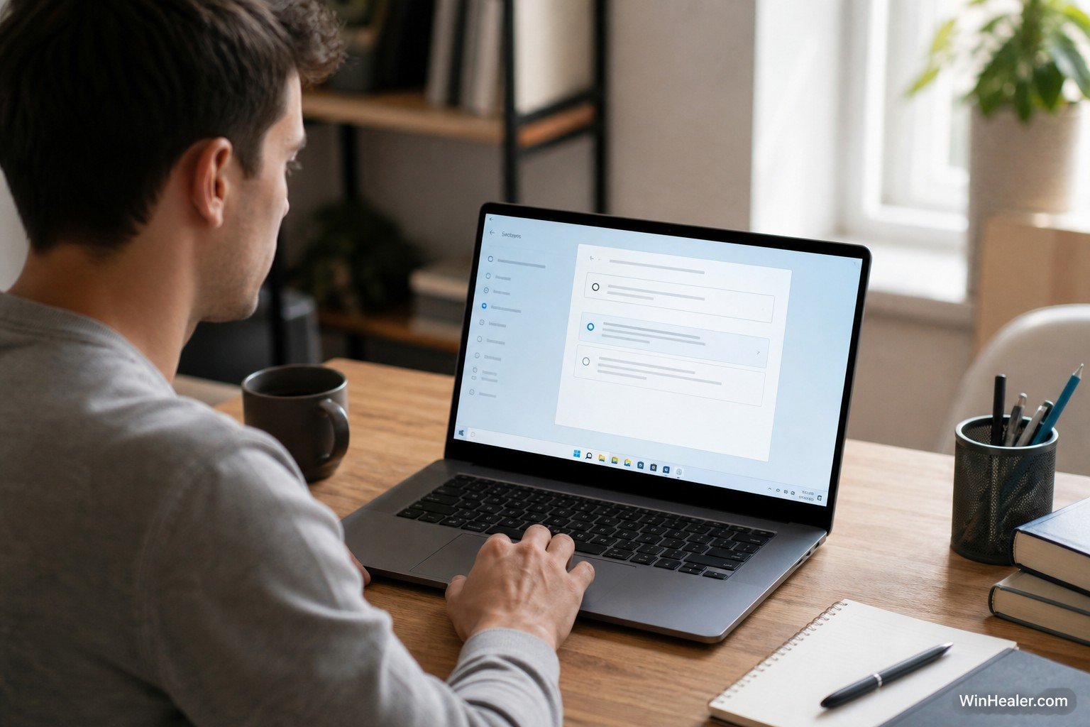 Windows Insider reviewing available update channel choices on a laptop