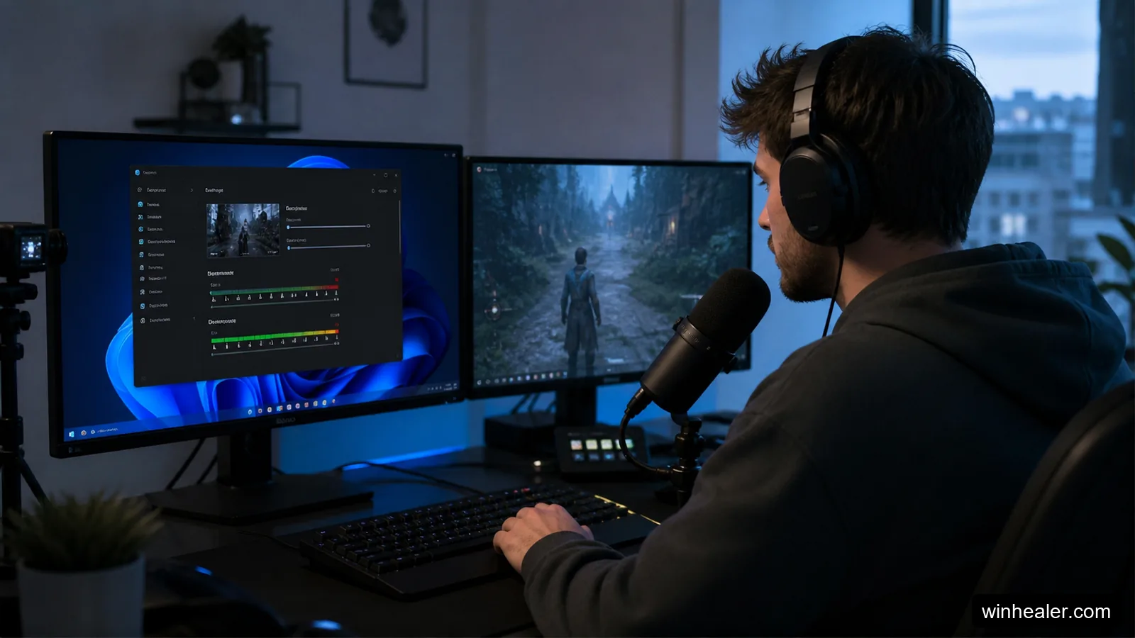 PC gamer opening Xbox Game Bar capture controls on Windows 11