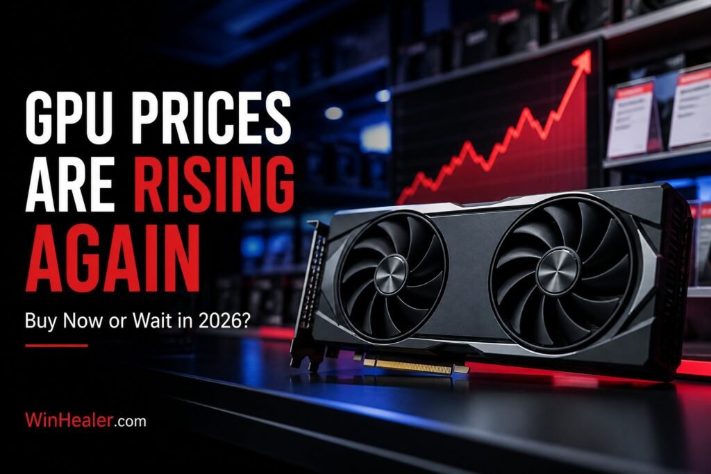 Modern gaming graphics card illustrating rising GPU prices in 2026