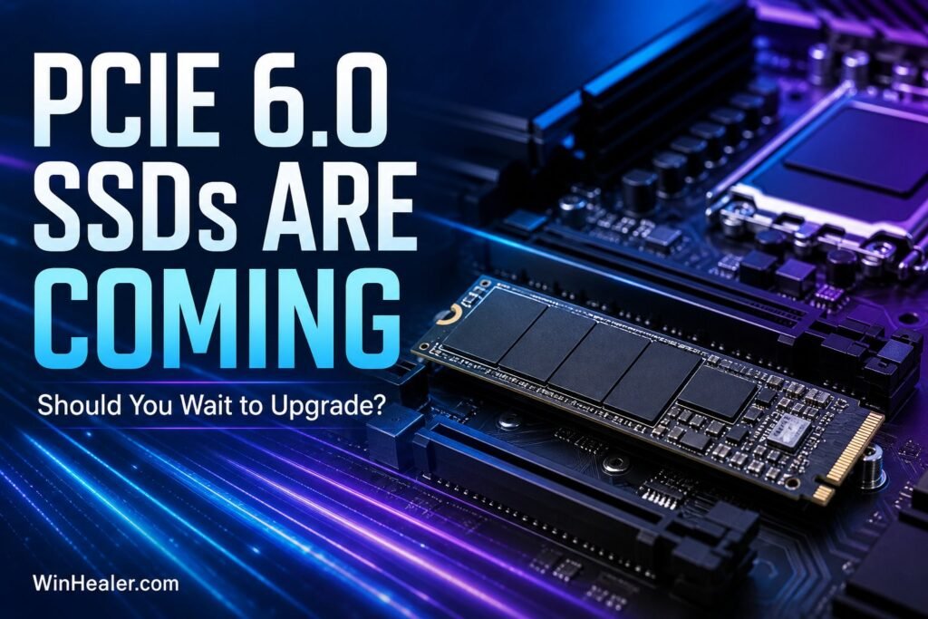 PCIe 6.0 NVMe SSD installed on a futuristic gaming motherboard