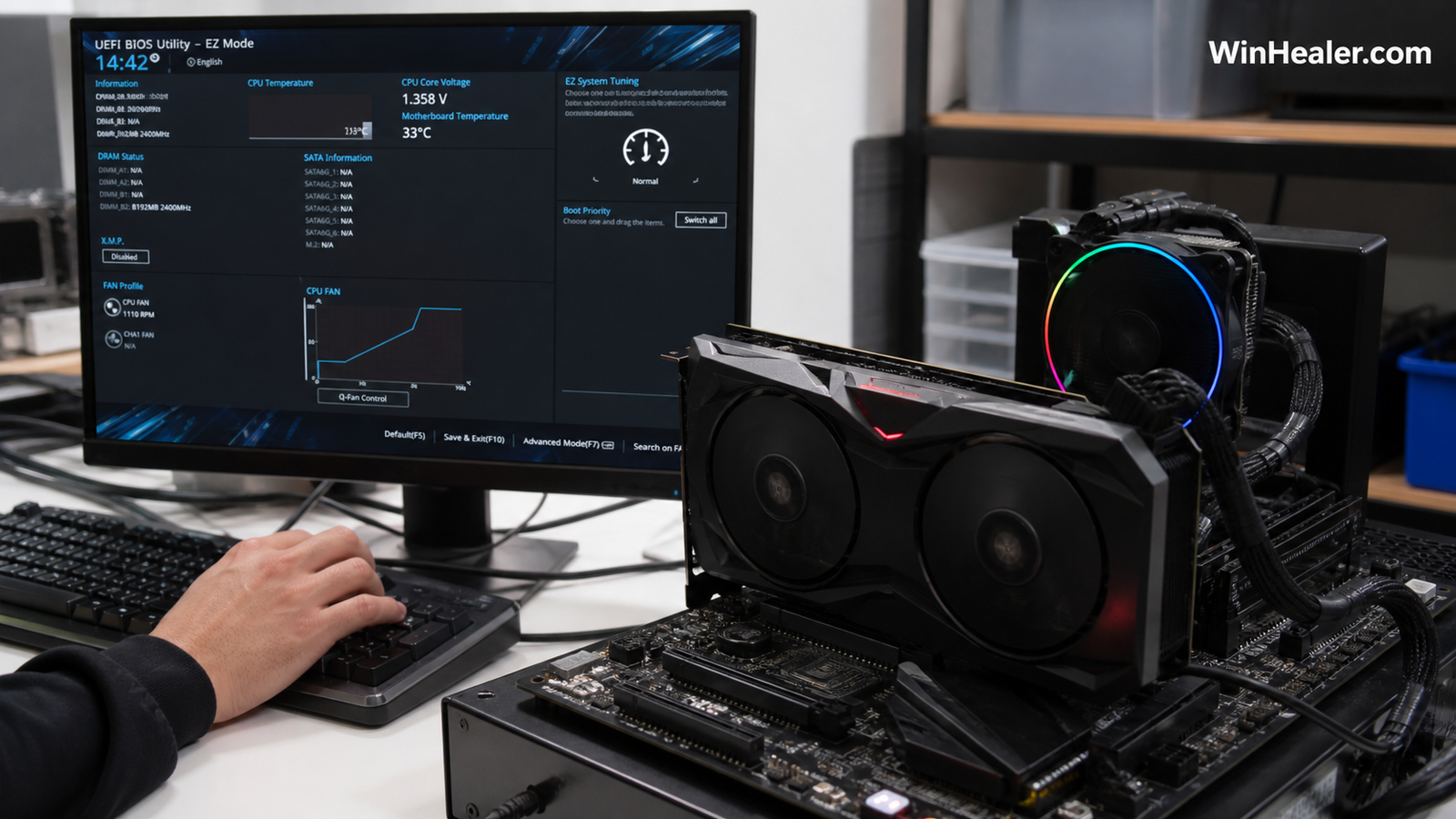 Gaming PC being configured in motherboard BIOS