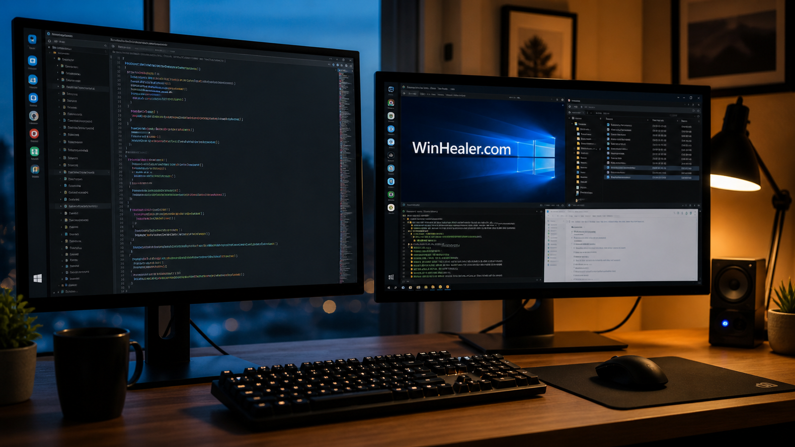 Dual monitor workspace using a vertical Windows taskbar