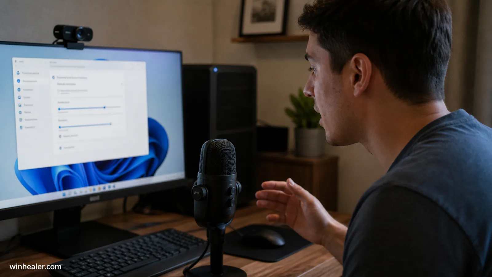 Microphone test for Windows Voice Access Voice Isolation on a desktop PC
