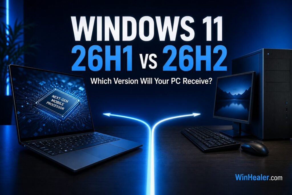 Windows 11 26H1 vs 26H2 update paths for new and existing PCs