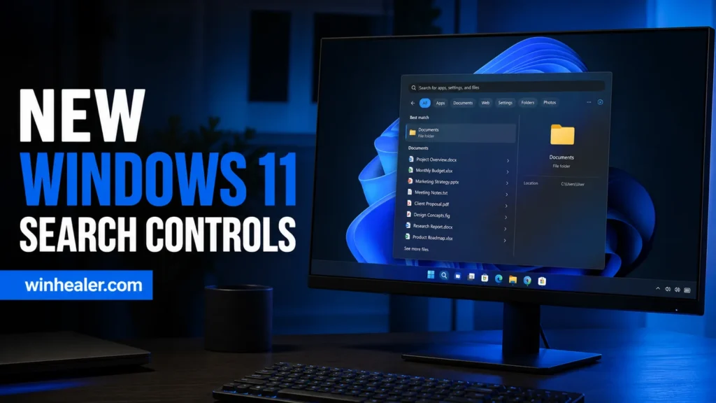 New Windows 11 Search box controls for local, web and Store results